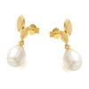 9ct Gold Freshwater Pearl Leaf Drop Earrings - 20mm drop - G1420 Alternative Image