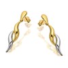 9ct Gold Two Colour Flame Drop Earrings - 30mm drop - G1458 Alternative Image
