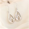 9ct White Gold Double Teardrop Hook Wire Earrings - 31mm drop - G1496 Alternative Image