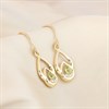 9ct Gold Peridot And Diamond Hook Wire Earrings - 28mm drop - G1835 Alternative Image