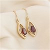 9ct Gold Diamond And Garnet Hook Wire Earrings - 31mm drop - G1836 Alternative Image
