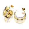 9ct Gold Two Colour Striped Half Hoop Earrings - 18mm - G2593 Alternative Image