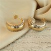 9ct Gold Two Colour Striped Half Hoop Earrings - 18mm - G2593 Alternative Image