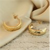 9ct Gold Frosted Half Hoop Earrings - 17mm - G2665 Alternative Image