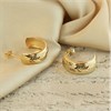 9ct Gold Banded Herringbone Pattern Half Hoop Earrings - 17mm - G2695 Alternative Image