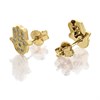 9ct Gold Cubic Zirconia Hamsa Hand Stud Earrings - 8mm - G27121 Alternative Image