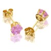 9ct Gold Pink Cubic Zirconia Solitaire Earrings - 4mm - G2732 Alternative Image