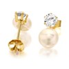 9ct Gold Cubic Zirconia And Freshwater Cultured Pearl Stud Earrings - 6mm - G2778 Alternative Image