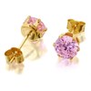 9ct Gold Pink Cubic Zirconia Solitaire Stud Earrings - 5mm - G2781 Alternative Image