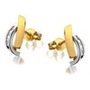 9ct Gold Two Colour Cubic Zirconia Double Strand Stud Earrings - 10mm - G2907 Alternative Image