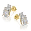 9ct Gold Two Colour Cubic Zirconia Stud Earrings - 11mm - G2917 Alternative Image