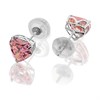 9ct White Gold Pink Cubic Zirconia Heart Stud Earrings - 6mm - G3134 Alternative Image