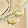 9ct Gold Oval Beaded Diamond Creole Hoop Earrings - 26mm - G4197 Alternative Image