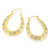 9ct Gold Two Colour Patterned Creole Hoop Earrings - 28mm - G4301 Alternative Image