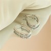 9ct White Gold Diamond Cut Oval Hoop Earrings - 18mm - G4313 Alternative Image
