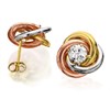 9ct Gold Three Colour Cubic Zirconia Knot Stud Earrings - 12mm - G4629 Alternative Image