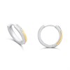 Night & Day Silver And 9ct Gold Diagonal CZ Hoop Earrings - G9967 Alternative Image