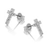 Diamante Cross Stud Earrings - 11mm - J5260 Alternative Image