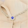 Diamante Crystal Blue Oval Halo Necklet - J5305 Alternative Image