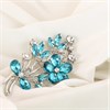 Silver Tone Blue Flower Brooch - J5411 Alternative Image