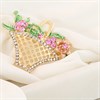 Gold Tone Pink Flower Basket - J5413 Alternative Image