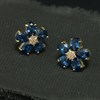Rotary Stainless Steel Gold Tone Blue Floral CZ Stud Earrings. - J6517 Alternative Image