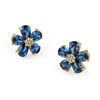 Rotary Stainless Steel Gold Tone Blue Floral CZ Stud Earrings. - J6517 Alternative Image