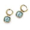 Rotary Stainless Steel Gold Tone Blue CZ Huggie Drop Earrings. - J6518 Alternative Image