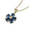 Rotary Stainless Steel Gold Tone Blue Floral CZ Necklace. - J6526 Alternative Image