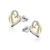 Briolette Silver And Gold Plated Cubic Zirconia Heart Stud Earrings - J77101 Alternative Image