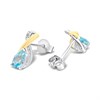 Night & Day Silver And 9ct Gold Lab Grown Diamond And Blue Topaz Stud Twist Earrings - M0201 Alternative Image