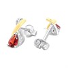 Night & Day Silver and 9ct Gold Lab Grown Diamond Accent Garnet Stud Twist Earrings - M0202 Alternative Image