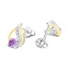 Night & Day Silver And 9ct Gold Lab Grown Diamond And Amethyst Teardrop Stud Earrings - M0203 Alternative Image
