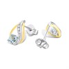 Night & Day Silver and 9ct Gold Lab Grown Diamond Accent And Blue Topaz Teardrop Stud Earrings - M0204 Alternative Image