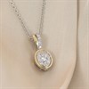 Night & Day Silver And 9ct Gold Oval CZ Necklet - M1405 Alternative Image