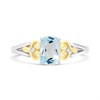 Night & Day Silver And 9ct Gold Lab Grown Diamond And Blue Topaz Heart Scroll Ring - M1804 Alternative Image
