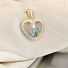 9ct Gold Two Colour Blue Topaz And Diamond Heart Necklace - R8390 Alternative Image