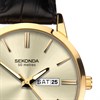 Sekonda 1838 Gold Tone Black Leather Strap Watch - W31202 Alternative Image