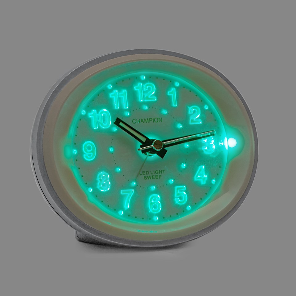 Champion Silver Light Up Alarm Clock C0553 F.Hinds Jewellers