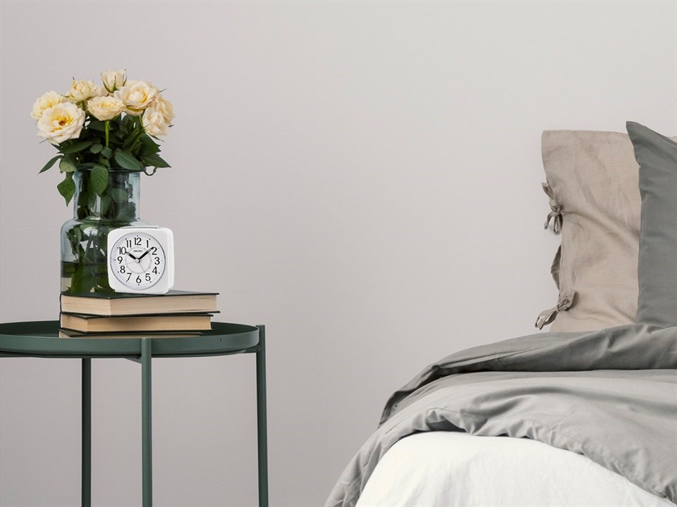 Seiko QHE140W White Alarm Clock C0710 F.Hinds Jewellers