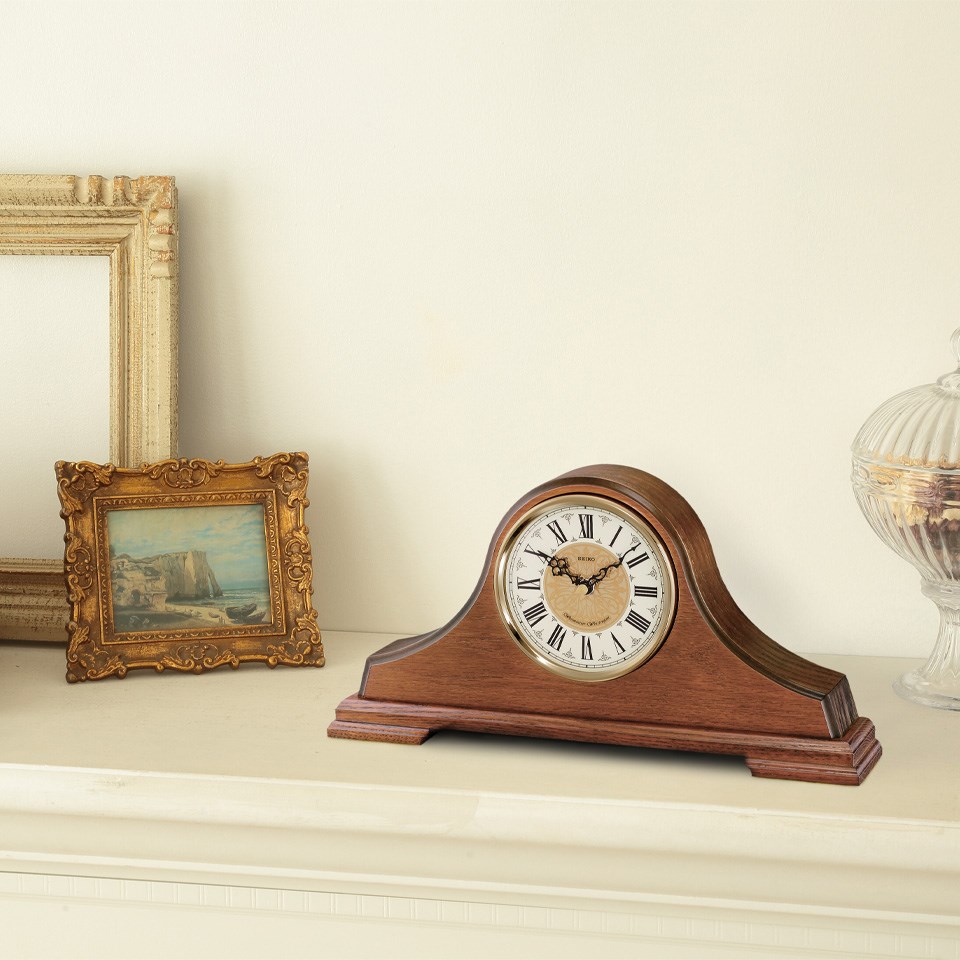 Seiko QXJ013B Napoleon Wood Mantel Clock C1833 F.Hinds Jewellers