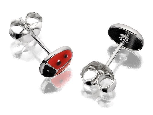 Silver Ladybird Stud Earrings - 6mm - F0424 | F.Hinds Jewellers