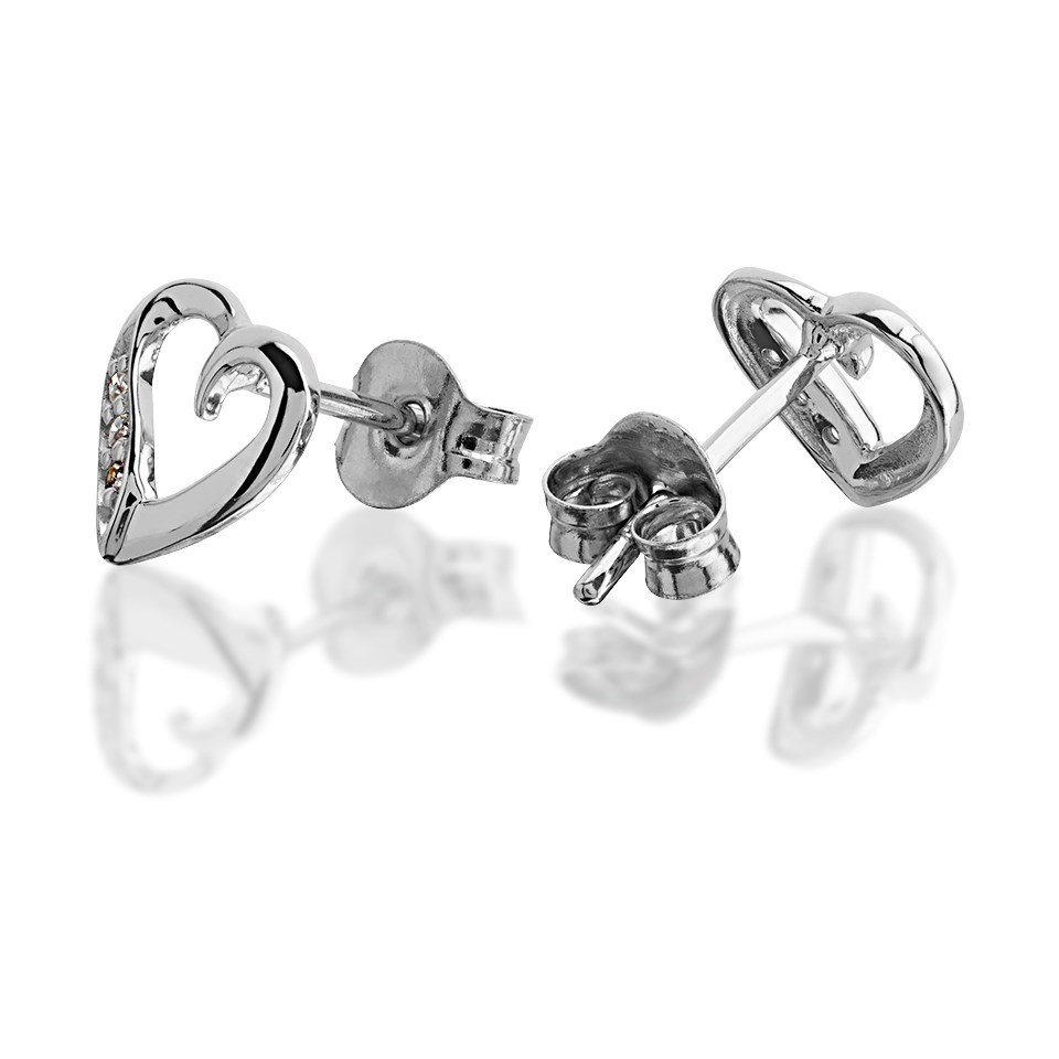 Limor 14k Solid White Gold Heart Sapphire Stud Earrings – 0.50 To 3.00 TCW – Blue Basket Style – New