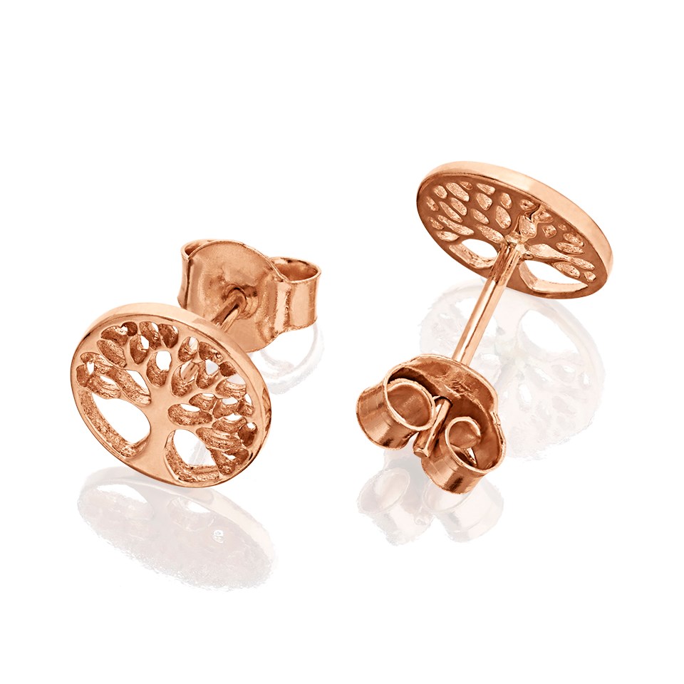 9ct Rose Gold Tree Of Life Stud Earrings - EXCLUSIVE - G0712 | F.Hinds ...