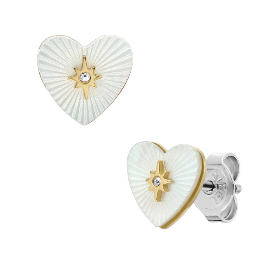 Fossil JF04733710 Gold Tone IP Mother Of Pearl Heart Bracelet 