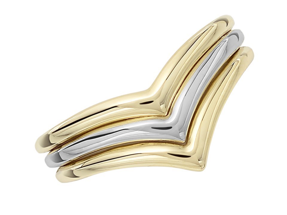 9ct Gold Two Colour Wishbone Ring - R1912 | F.Hinds Jewellers