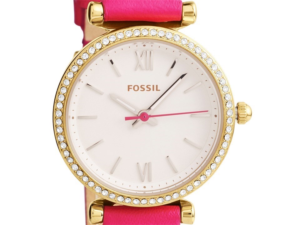 Fossil ES5006 Carlie Pink Leather Strap 