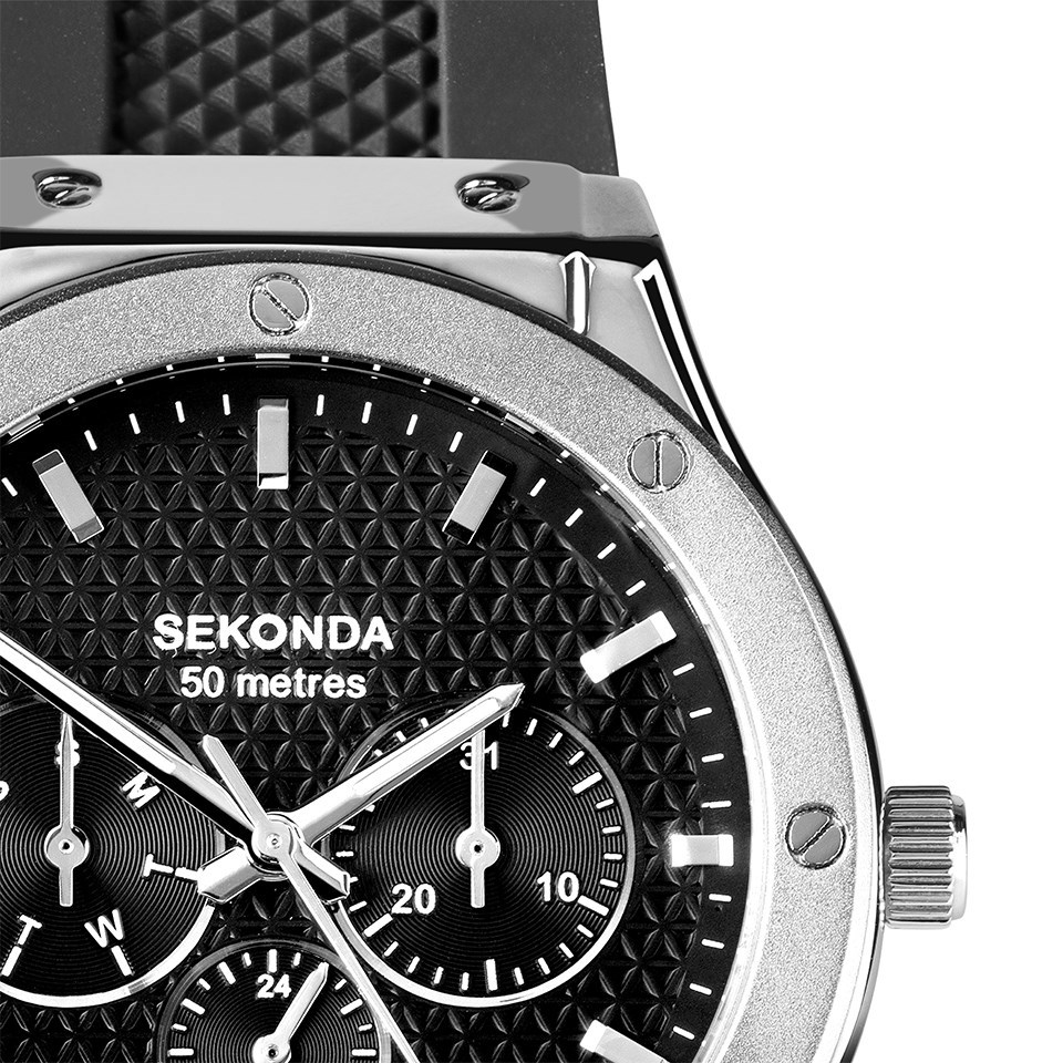 Sekonda Titan 30230 Orologio Uomo Quarzo 42mm Grigio Cinturino Silicio Giorno Data