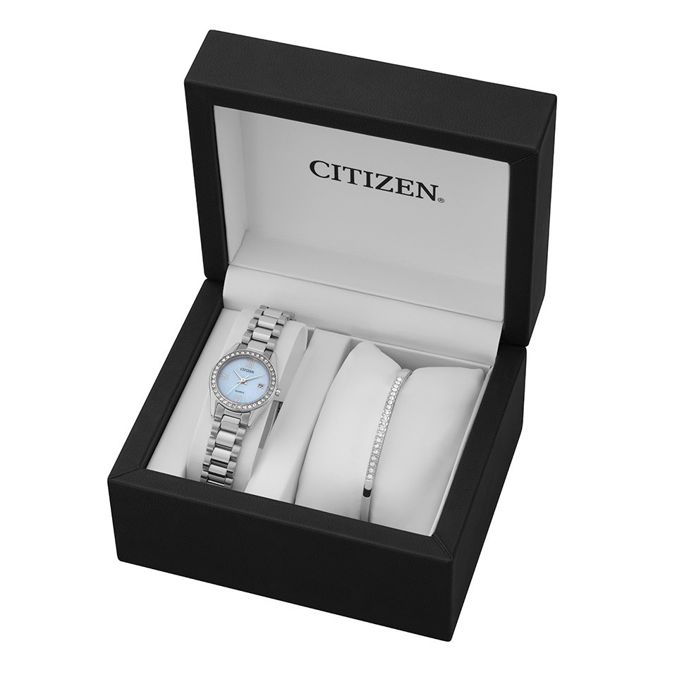 Citizen EU268052N Stainless Steel Crystal Watch And Bangle Gift Set