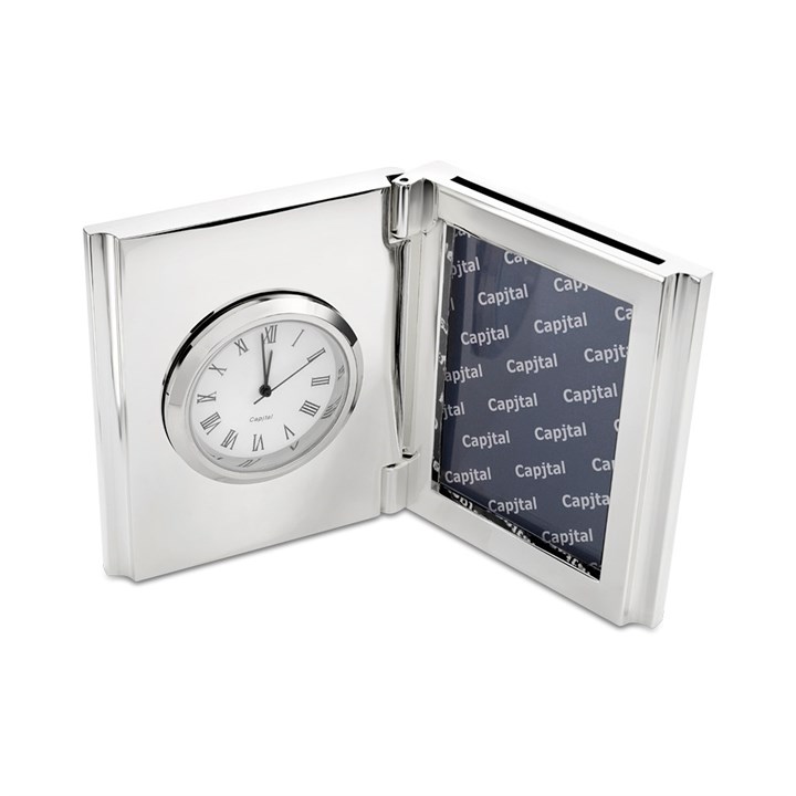 Silver Plated Desk Clock/Frame - A19159